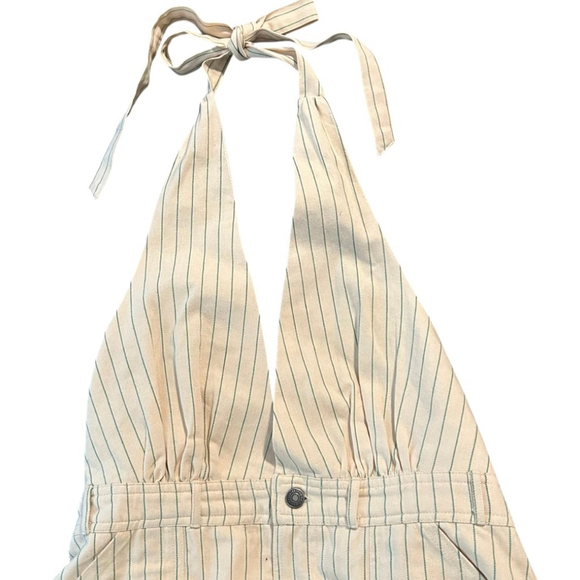 Free People One Striped Halter Maxi Dress Beige/Green Size See Notes NWOT - Picture 4 of 9